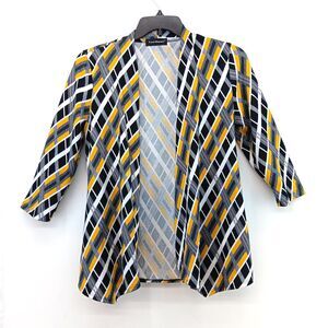 Travel Elements Caridgan Women Small Multicolor Geometric 3/4 Sleeve Open Front